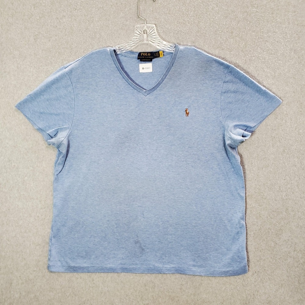 Polo Ralph Lauren Men Shirt XL Blue Naked Pony Short Sleeve Custom Slim Fit READ